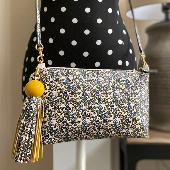 Tory Burch Tassel Print Leather Crossbody Bag